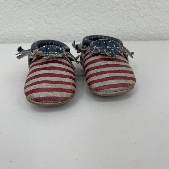 Freshly Picked Born in the USA American Flag Leather Moccasins Shoes Baby size 3 - Picture 2 of 9